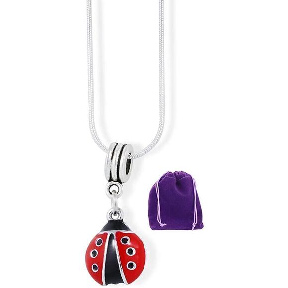 Ladybug with six black dots and black head Charm Necklace - Picture 1 of 4